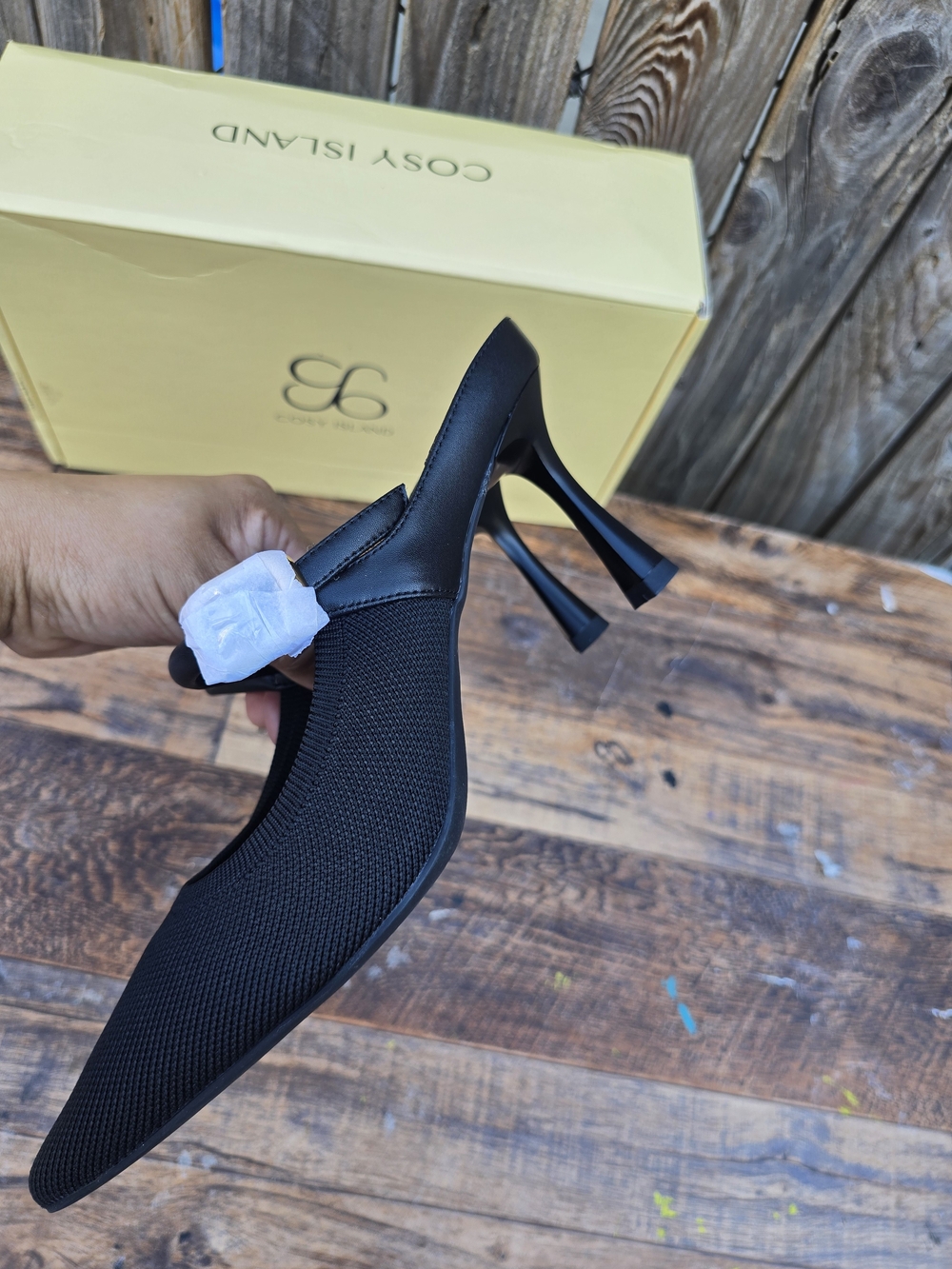 Cozy Island GraceLihte Black Mesh Pointed Toe Mule Heels Size 7.5 - Picture 9 of 13
